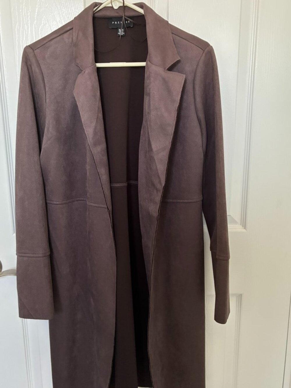 Premise Open Front Notch Lapel Duster Coat Longline Trench Jacket